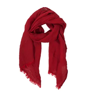 100% Linen Scarf - Bright Red