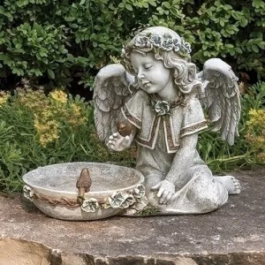 10.75"H Solar Angel Bird Bath Garden Statue