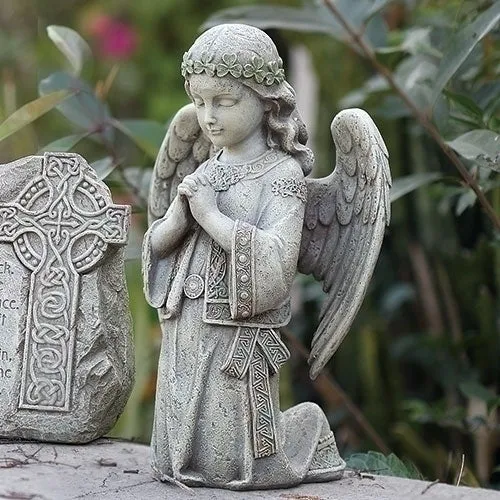 12.25"H Celtic Kneeling Angel Garden Statue