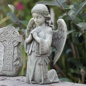 12.25"H Celtic Kneeling Angel Garden Statue