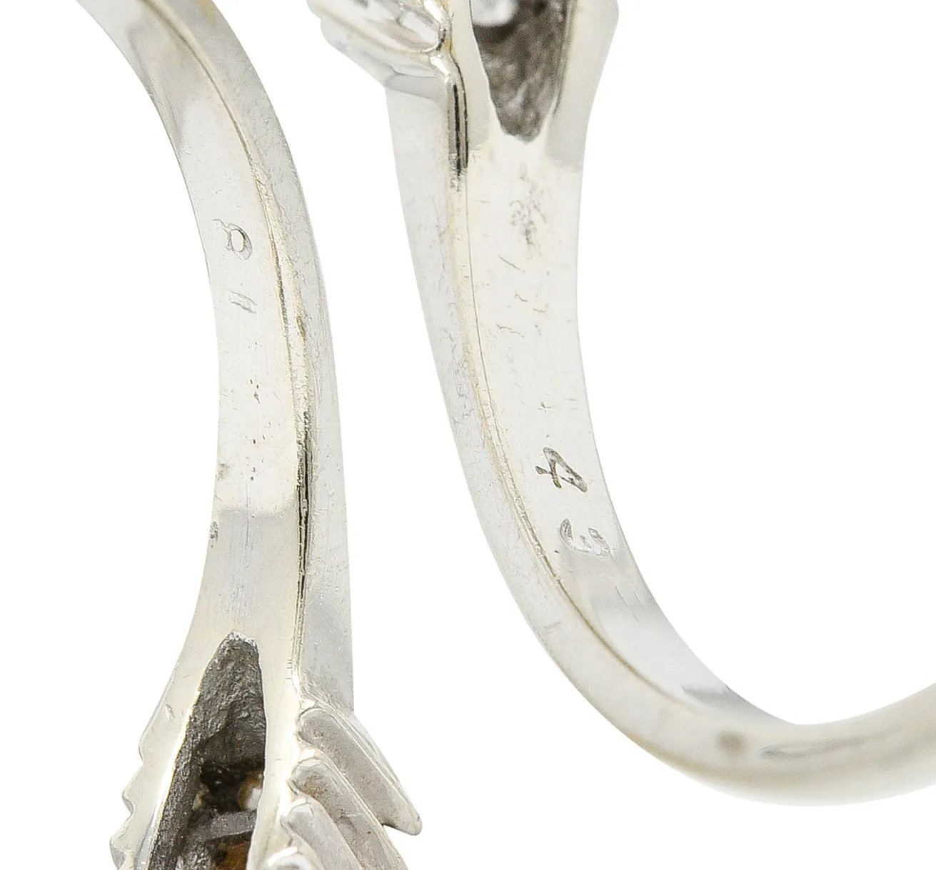 1950's Mid-Century 2.00 CTW Diamond 14 Karat White Gold Chevron Band Rings
