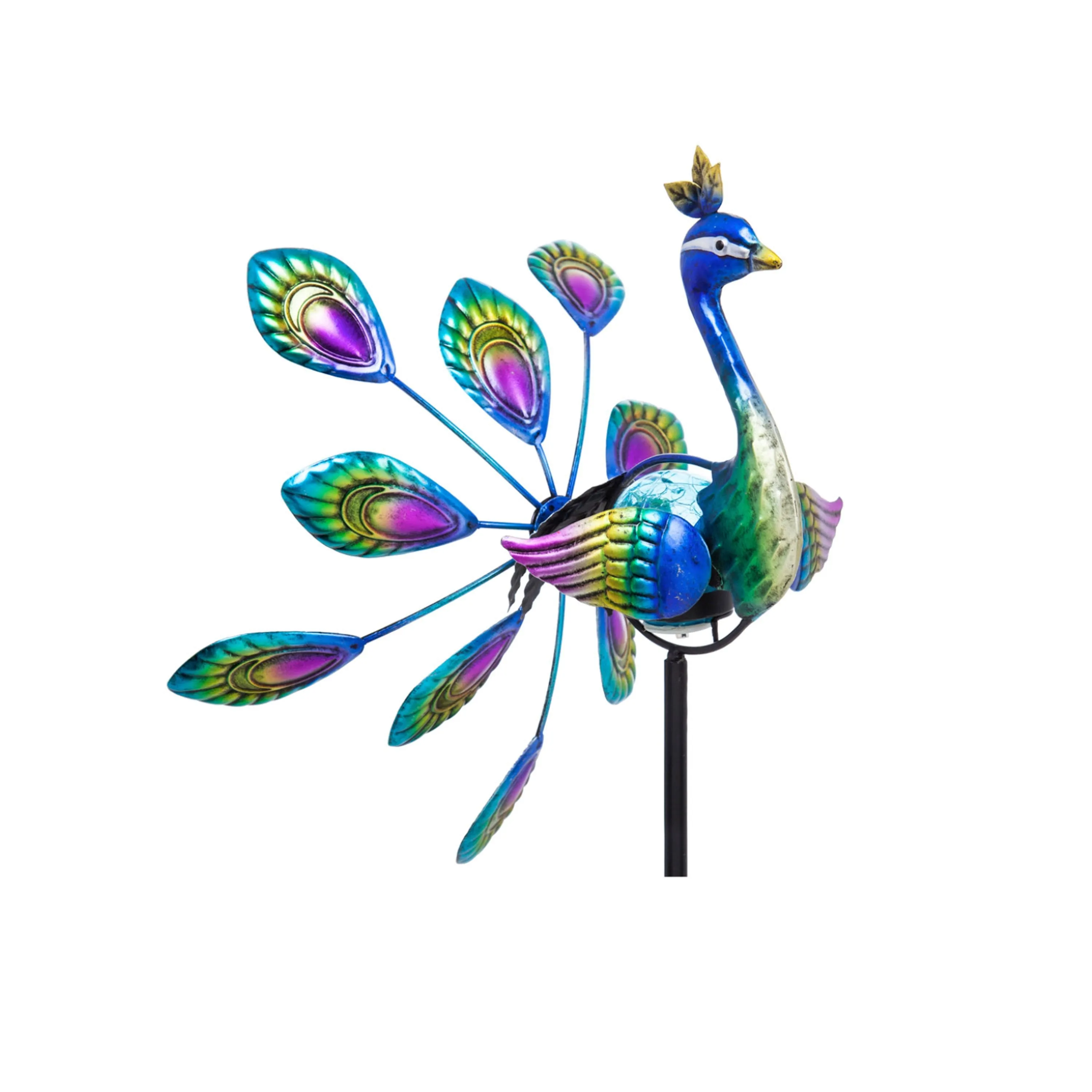 37"H Solar Peacock Staked Wind Spinner,2sp6053