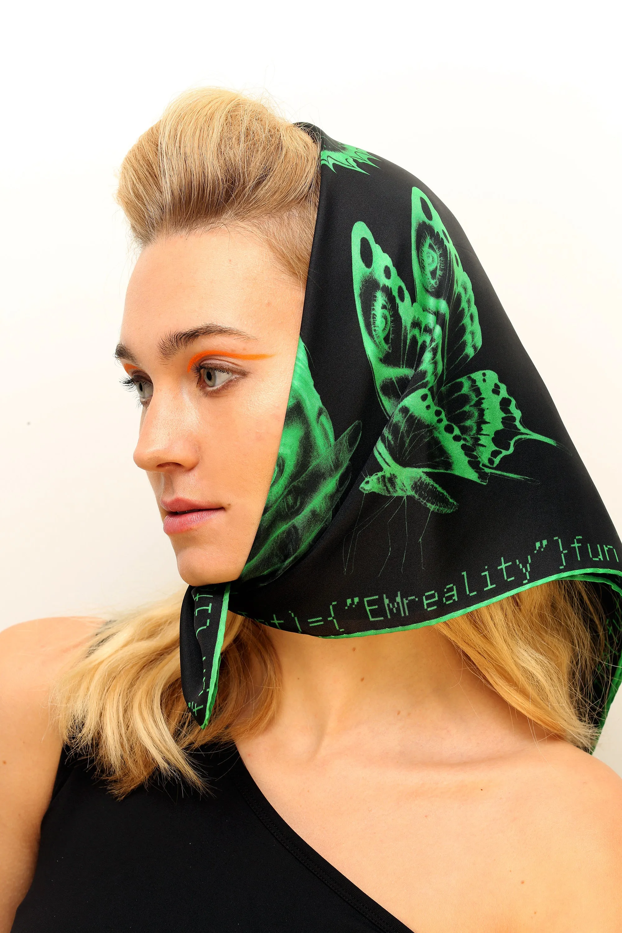 405Method Not Allowed Green and Black Print Silk Scarf