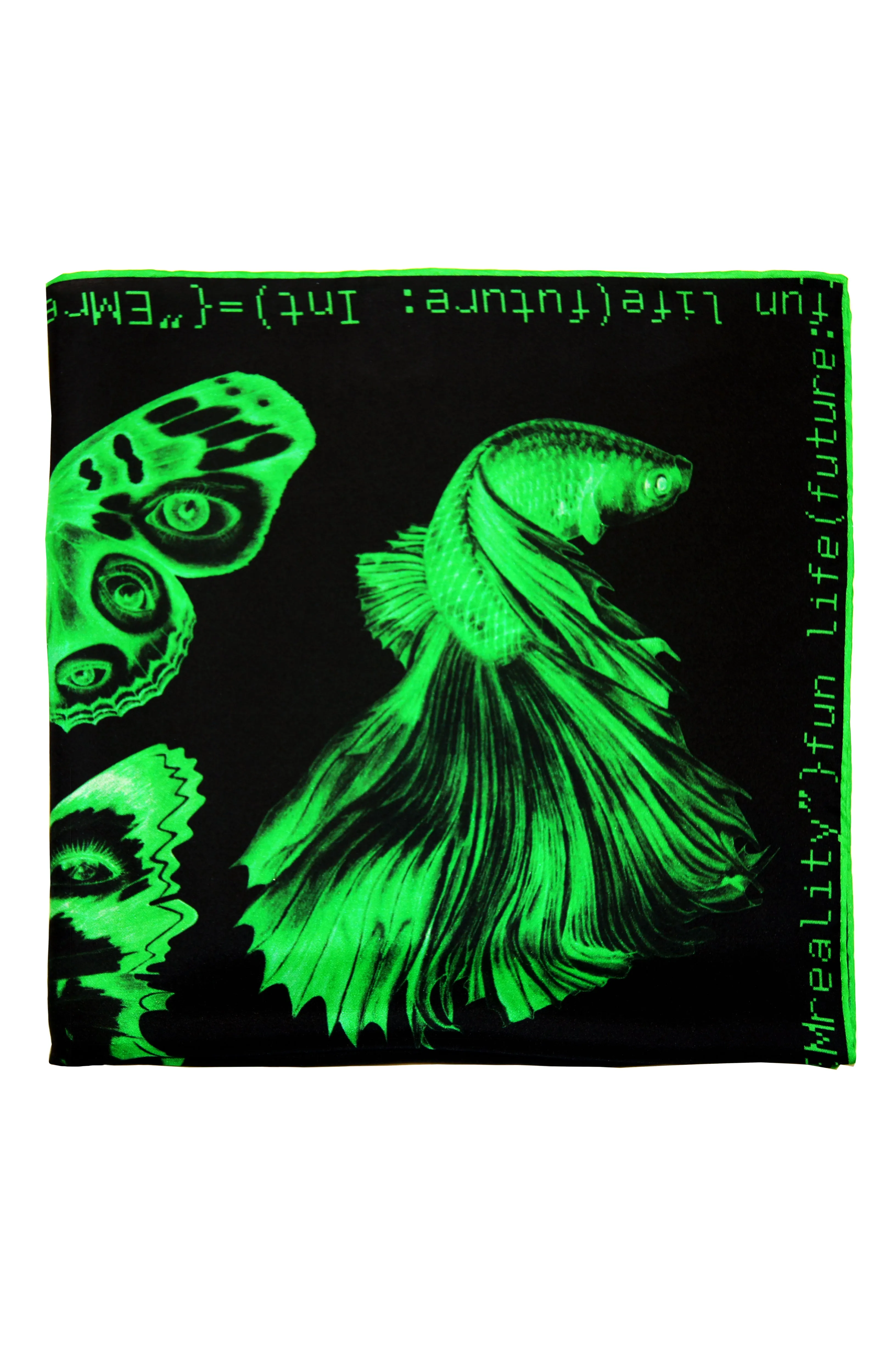 405Method Not Allowed Green and Black Print Silk Scarf