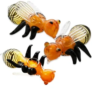 5" Sitting HoneyBee Glass Hand pipe - Design May Vary - (1 Count)