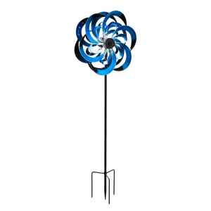 75"H Solar Wind Spinner, Blue Waves,2sp7035