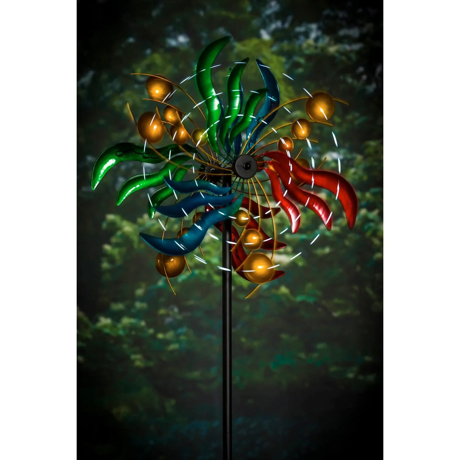 84" Wind Powered Lighted Wind Spinner, Circles & Waves,47m2423