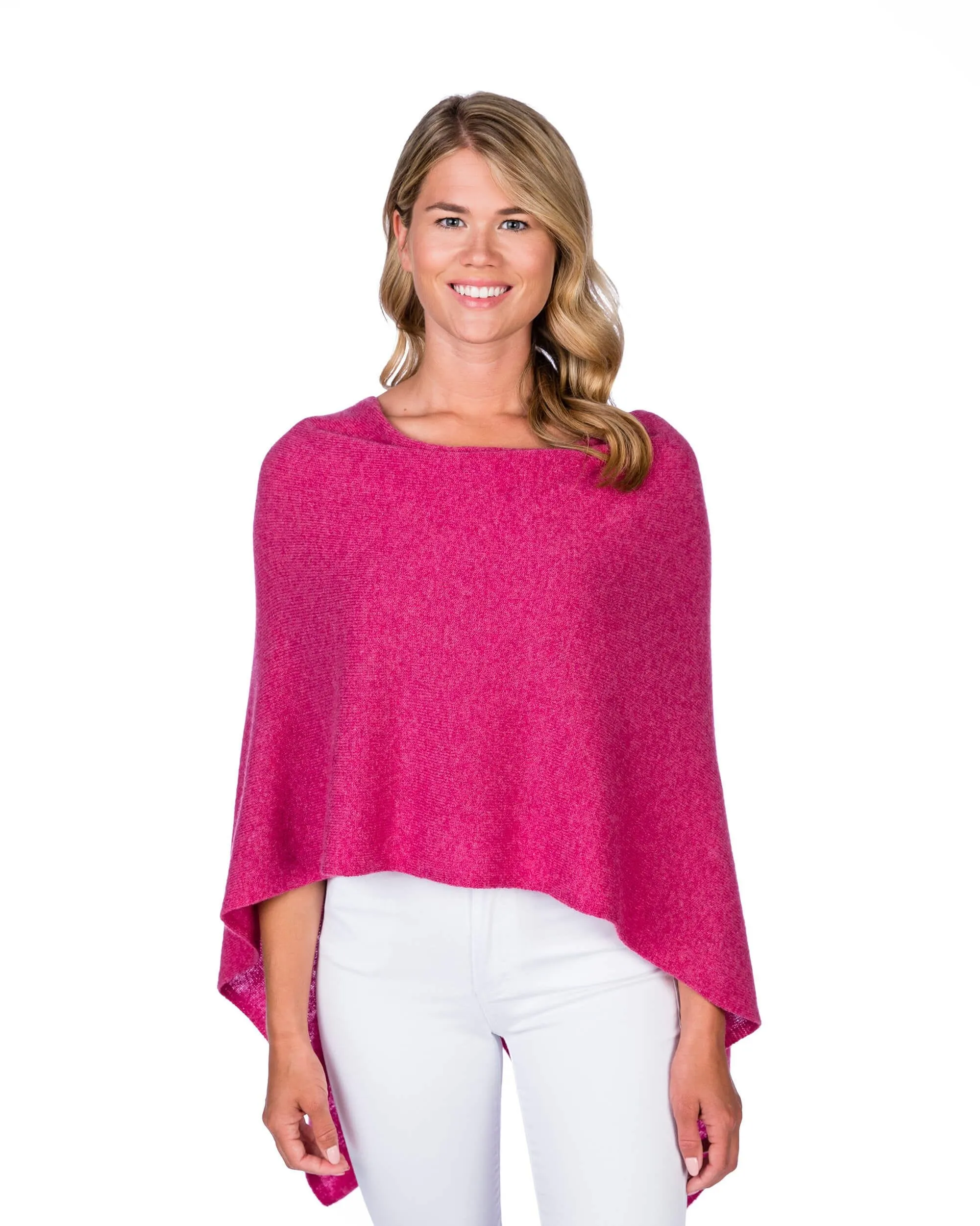 Alashan 100% Cashmere Dress Topper Poncho - Wild Rose