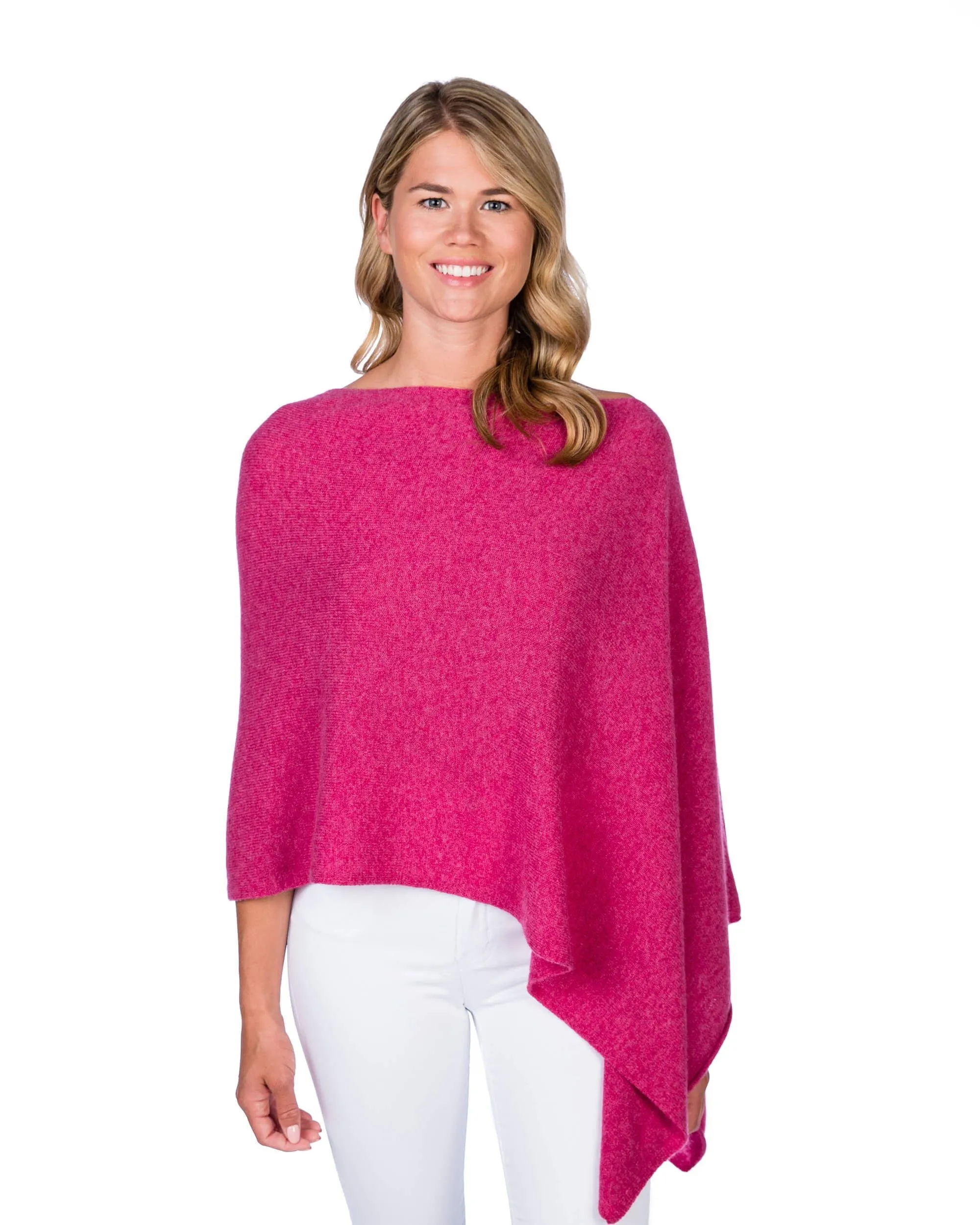Alashan 100% Cashmere Dress Topper Poncho - Wild Rose