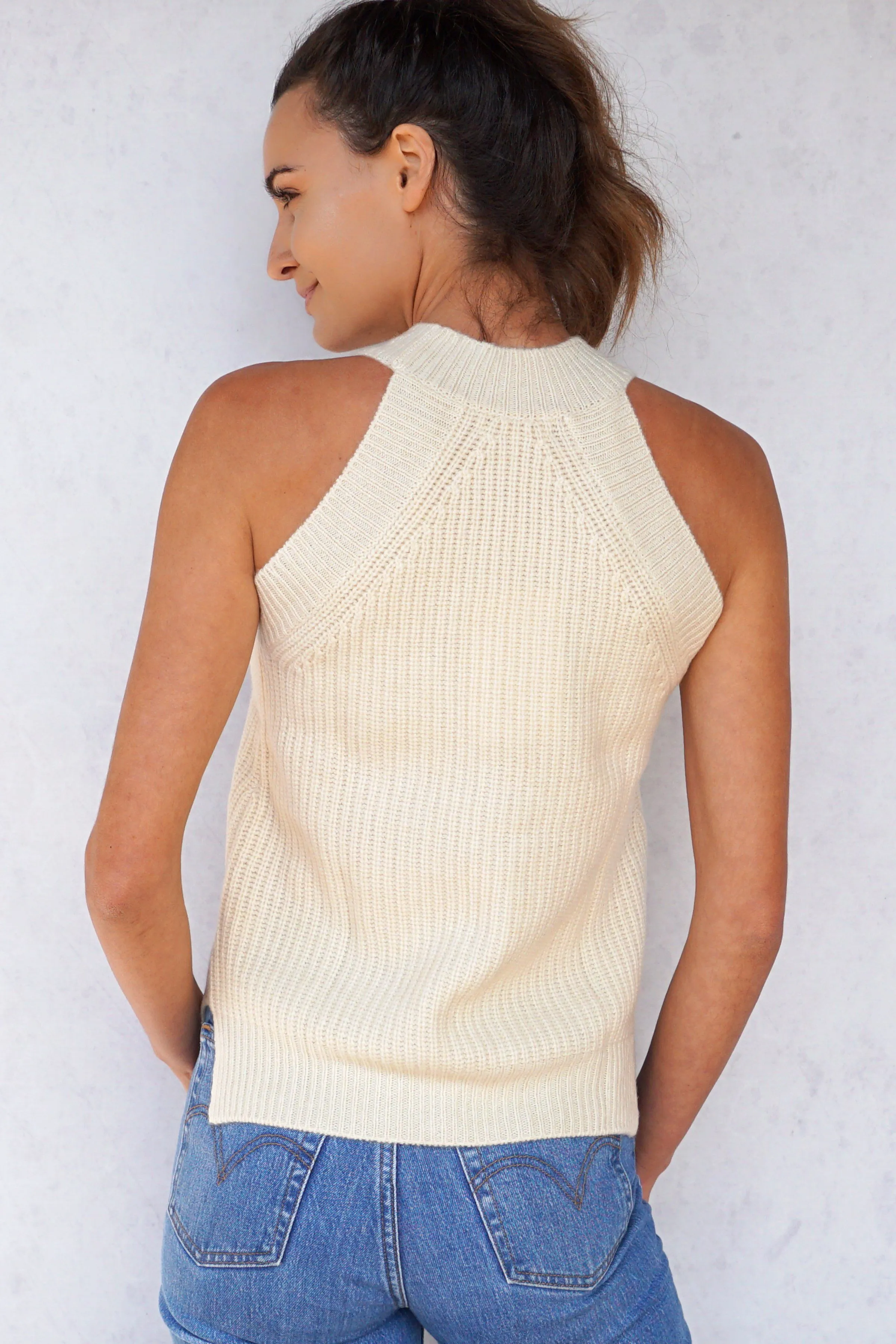 April High Crewneck Cashmere Top - Cream