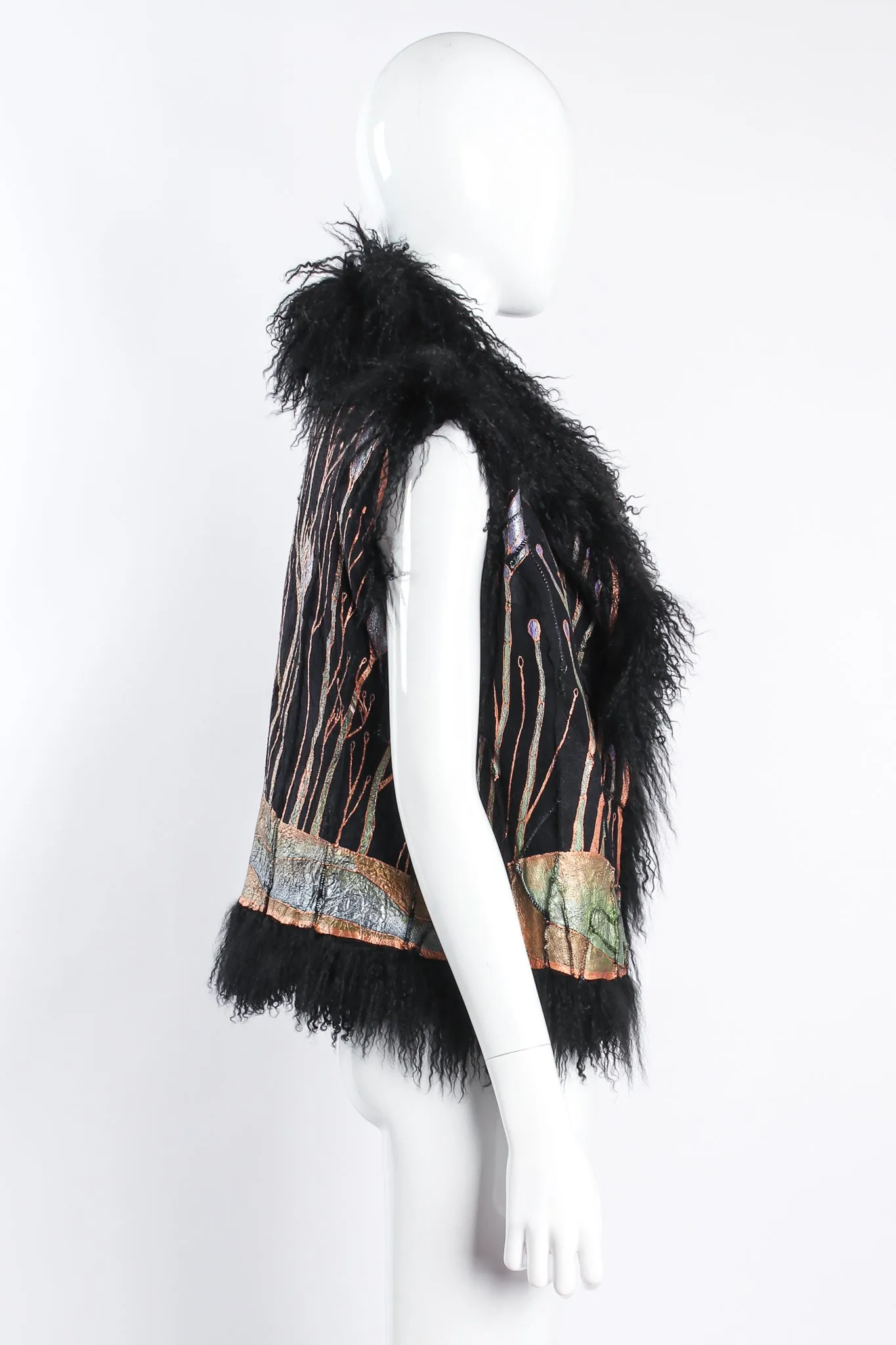 Art Nouveau Painted Mongolian Fur Vest