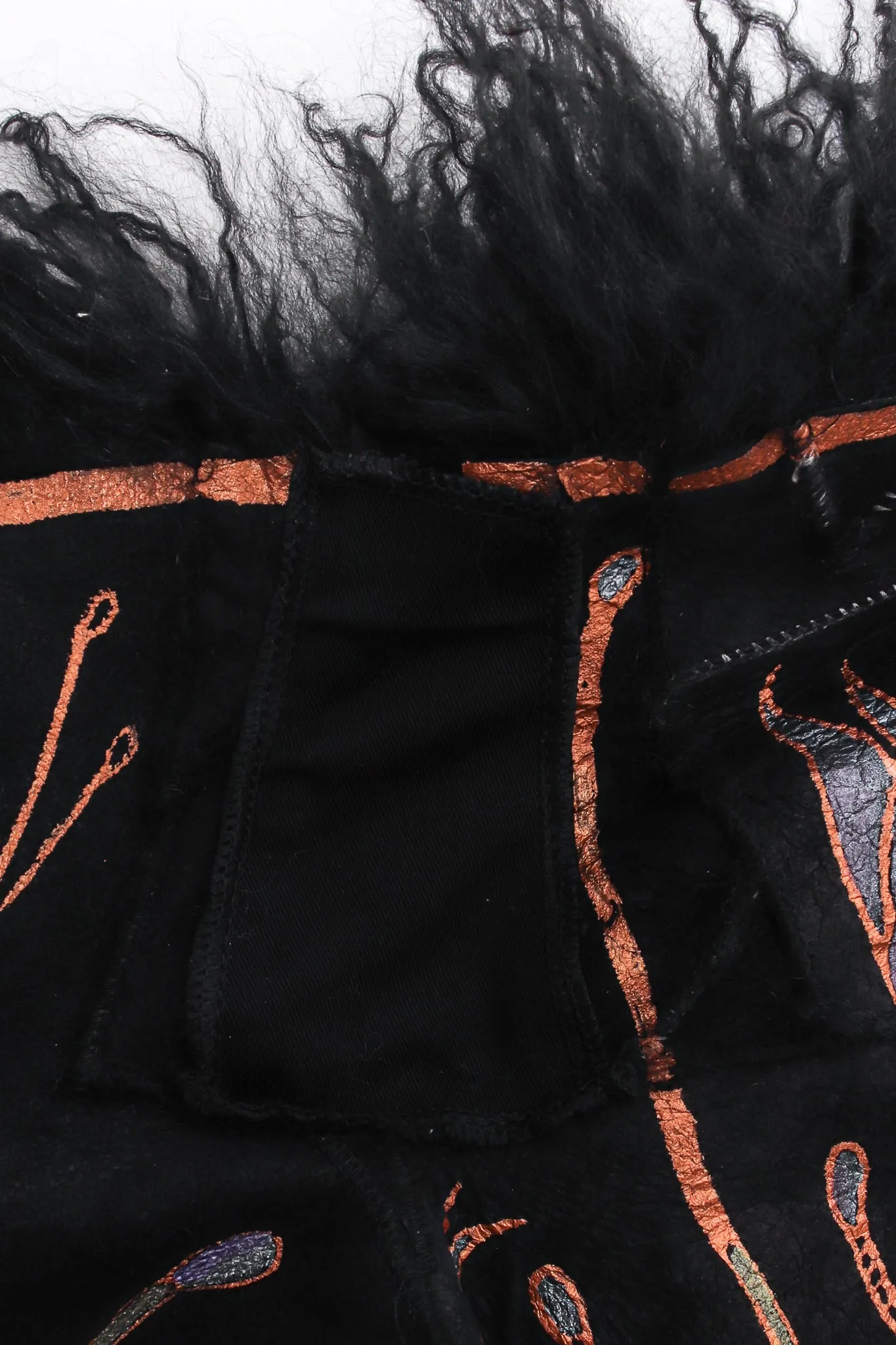 Art Nouveau Painted Mongolian Fur Vest