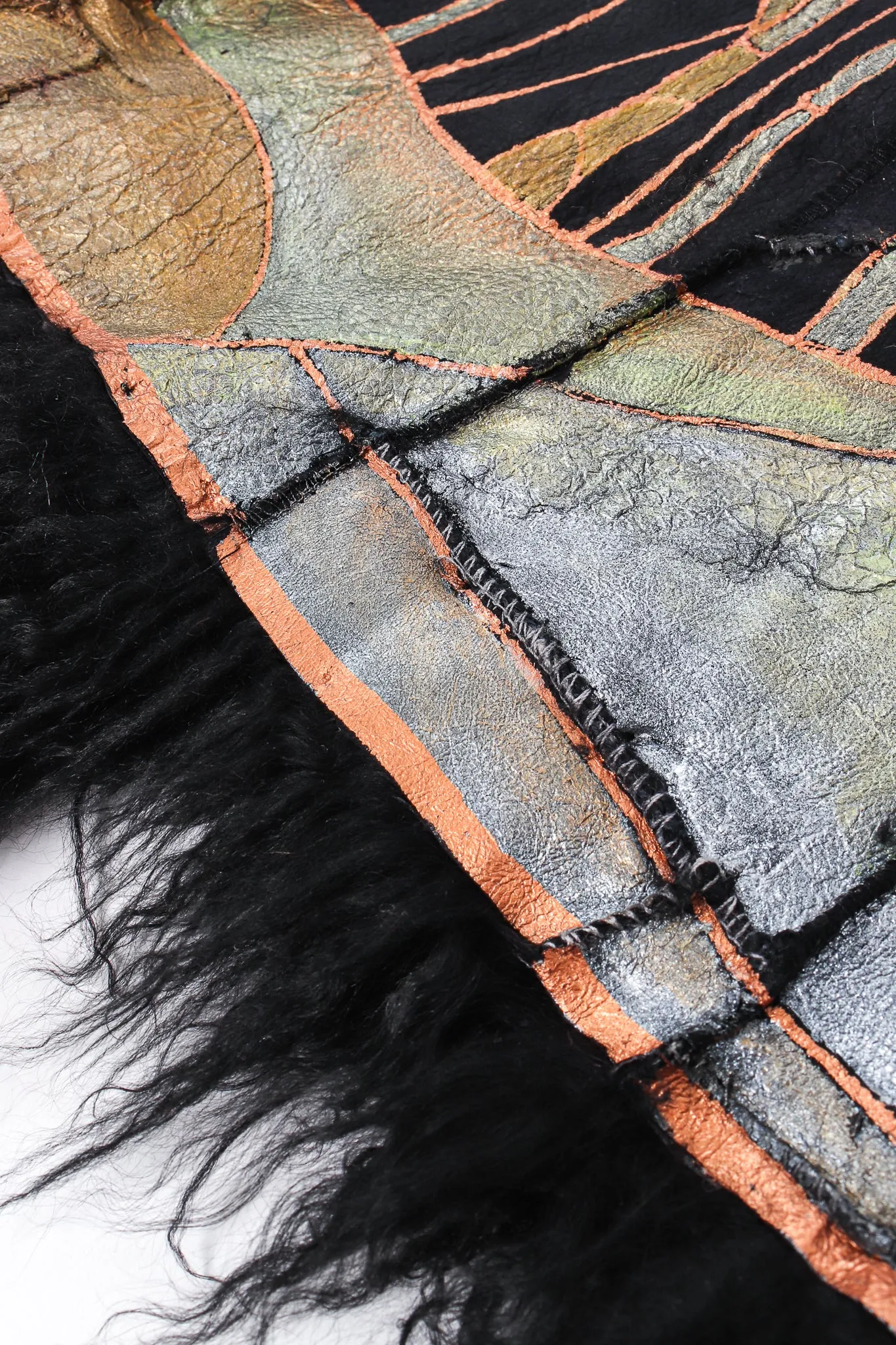 Art Nouveau Painted Mongolian Fur Vest