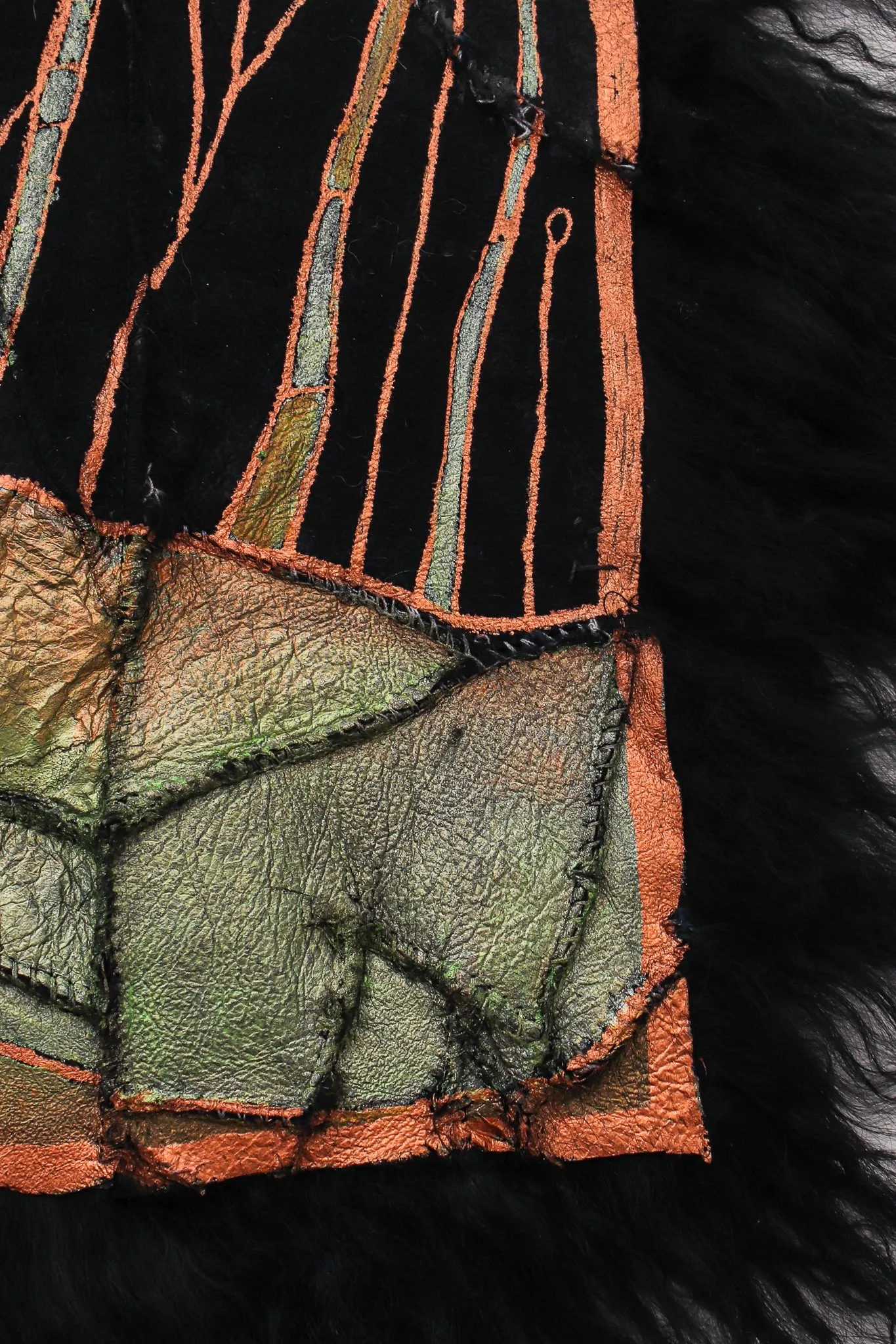 Art Nouveau Painted Mongolian Fur Vest