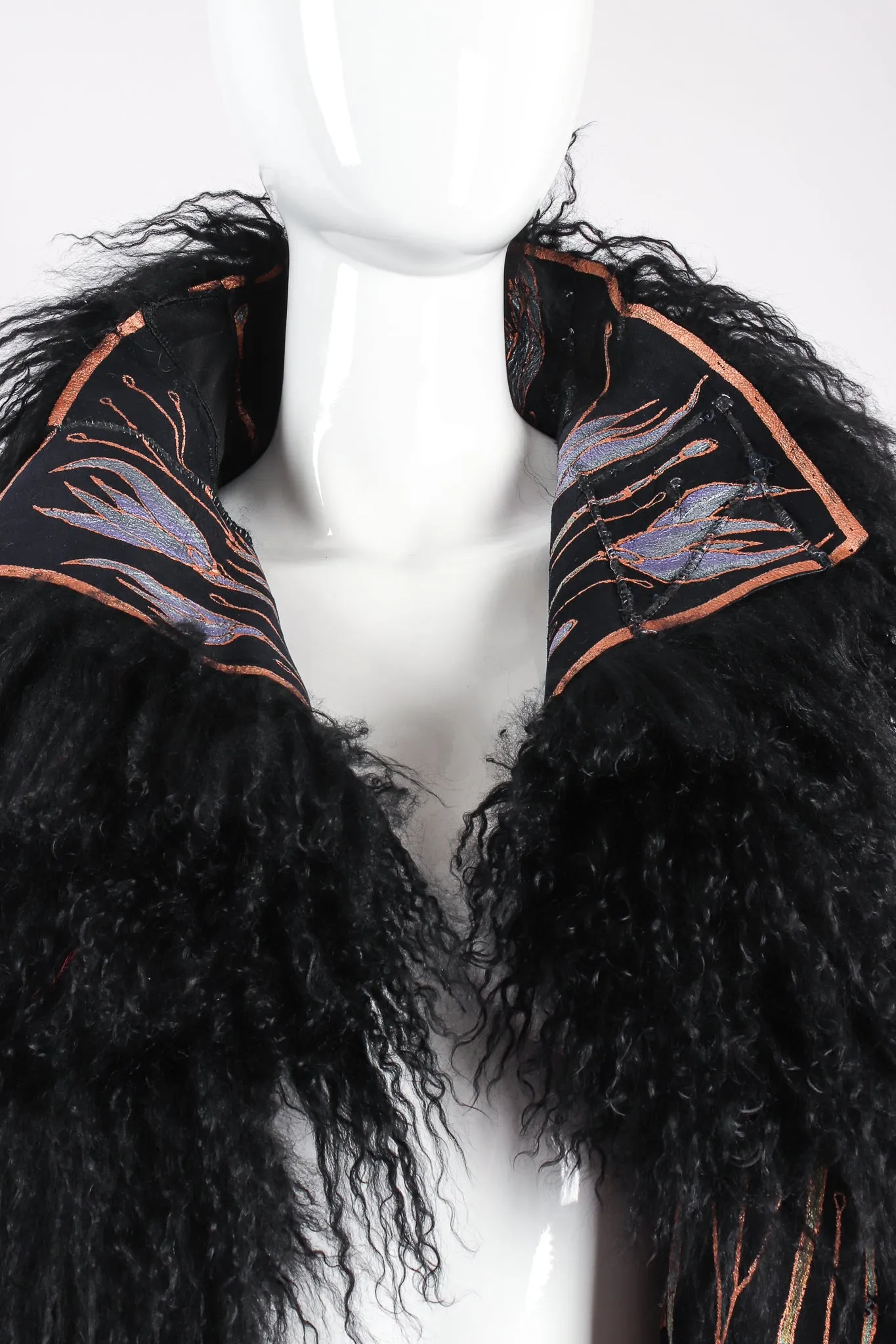 Art Nouveau Painted Mongolian Fur Vest