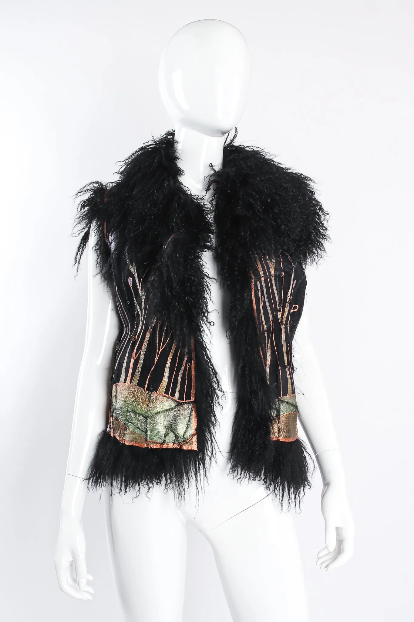 Art Nouveau Painted Mongolian Fur Vest