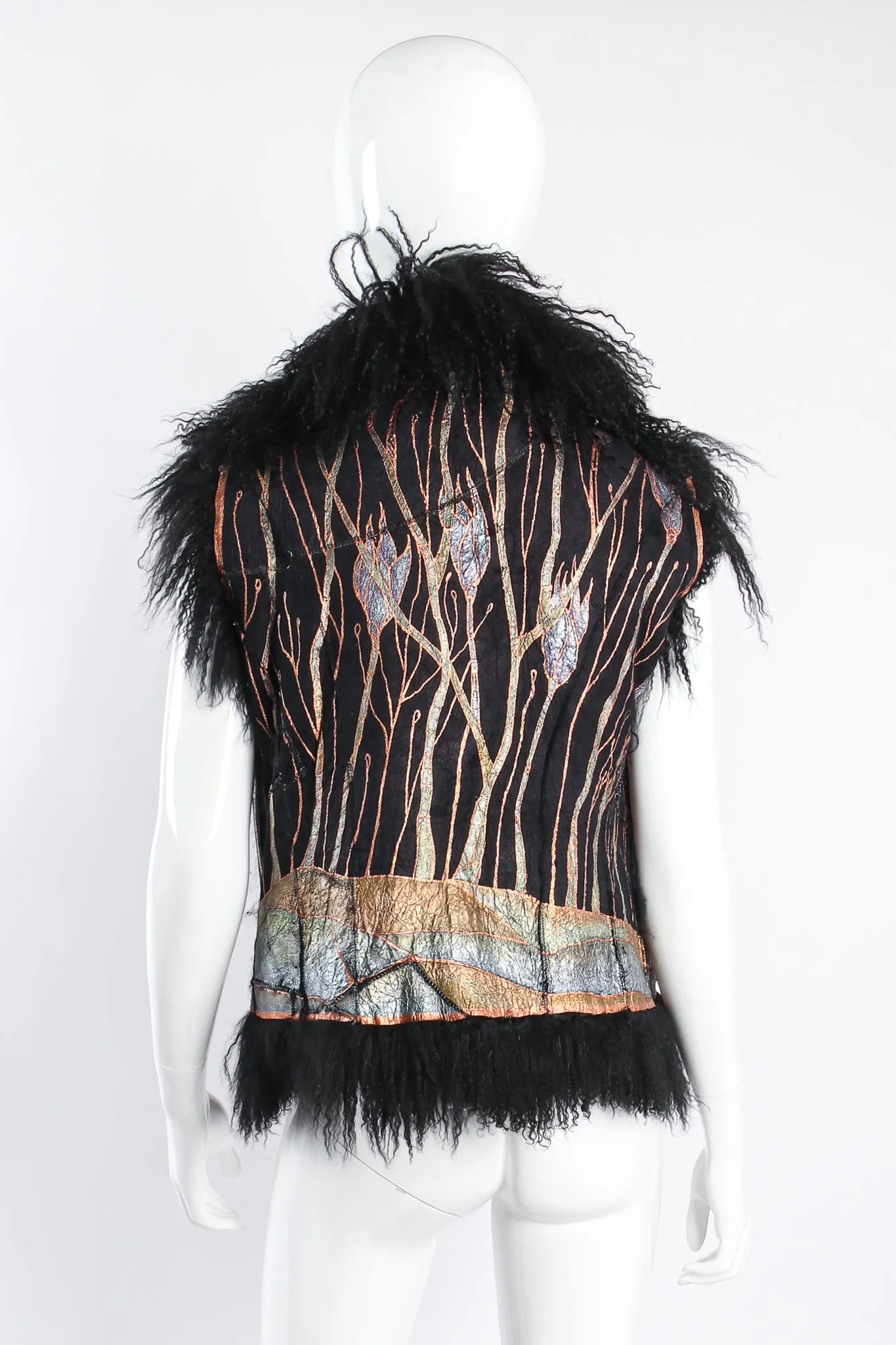 Art Nouveau Painted Mongolian Fur Vest