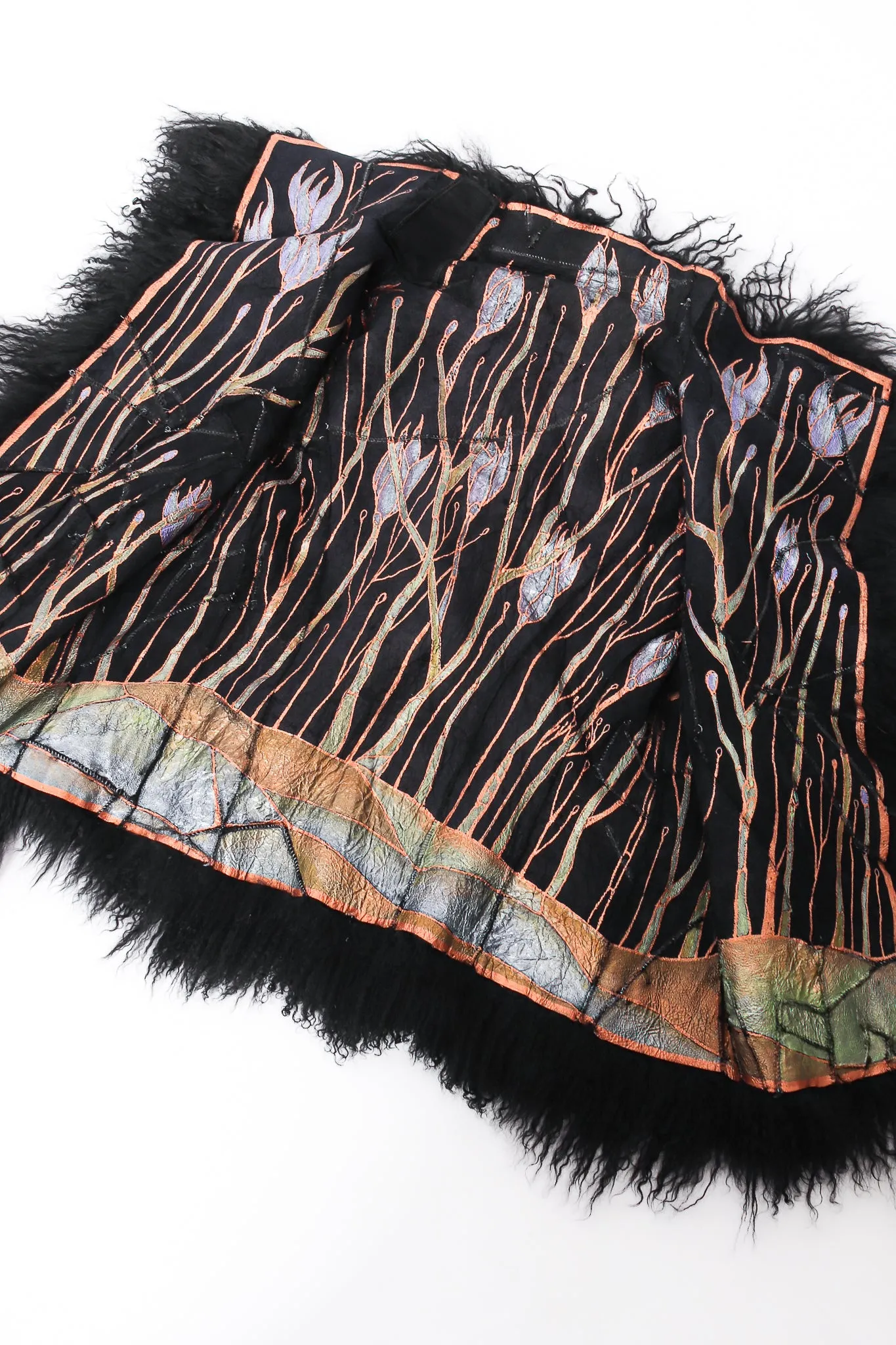 Art Nouveau Painted Mongolian Fur Vest