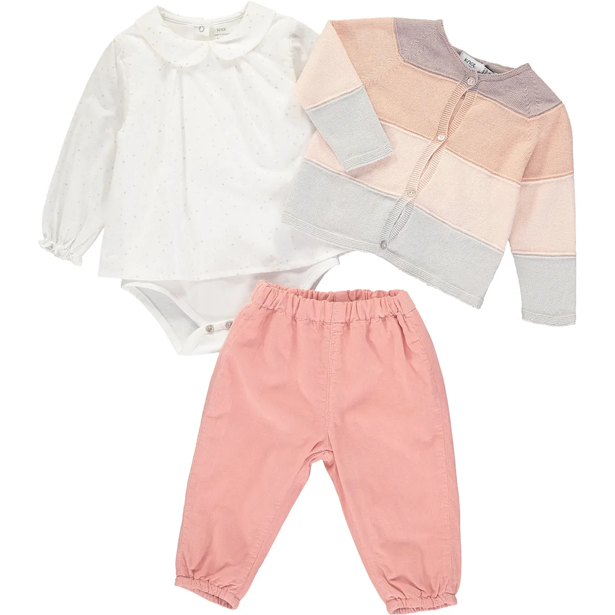 Baby Girl Striped Knitted Cotton Cardigan