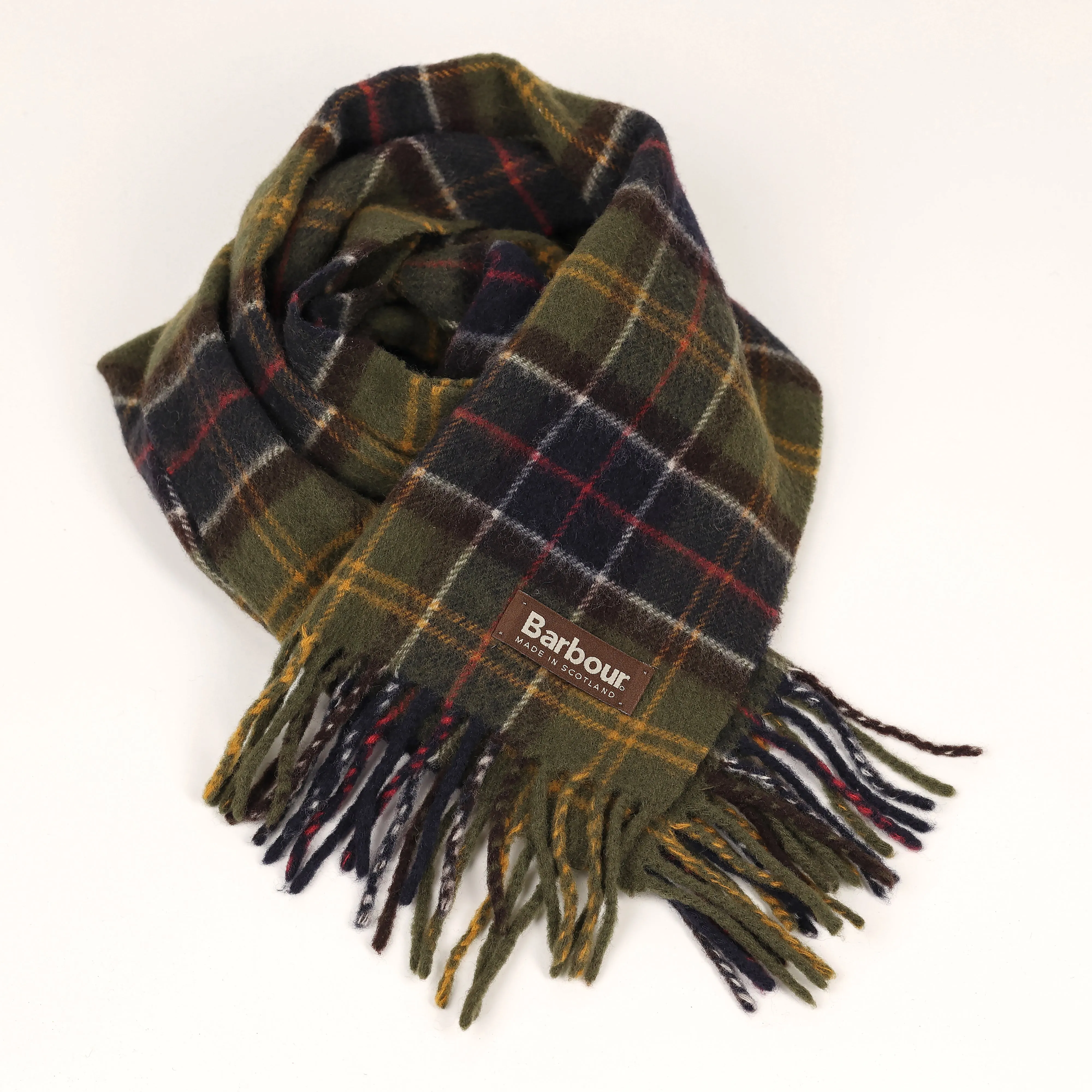 Barbour Lambswool Check Scarf - Green - One Size