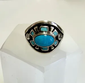 Barreling Blue Turquoise Ring