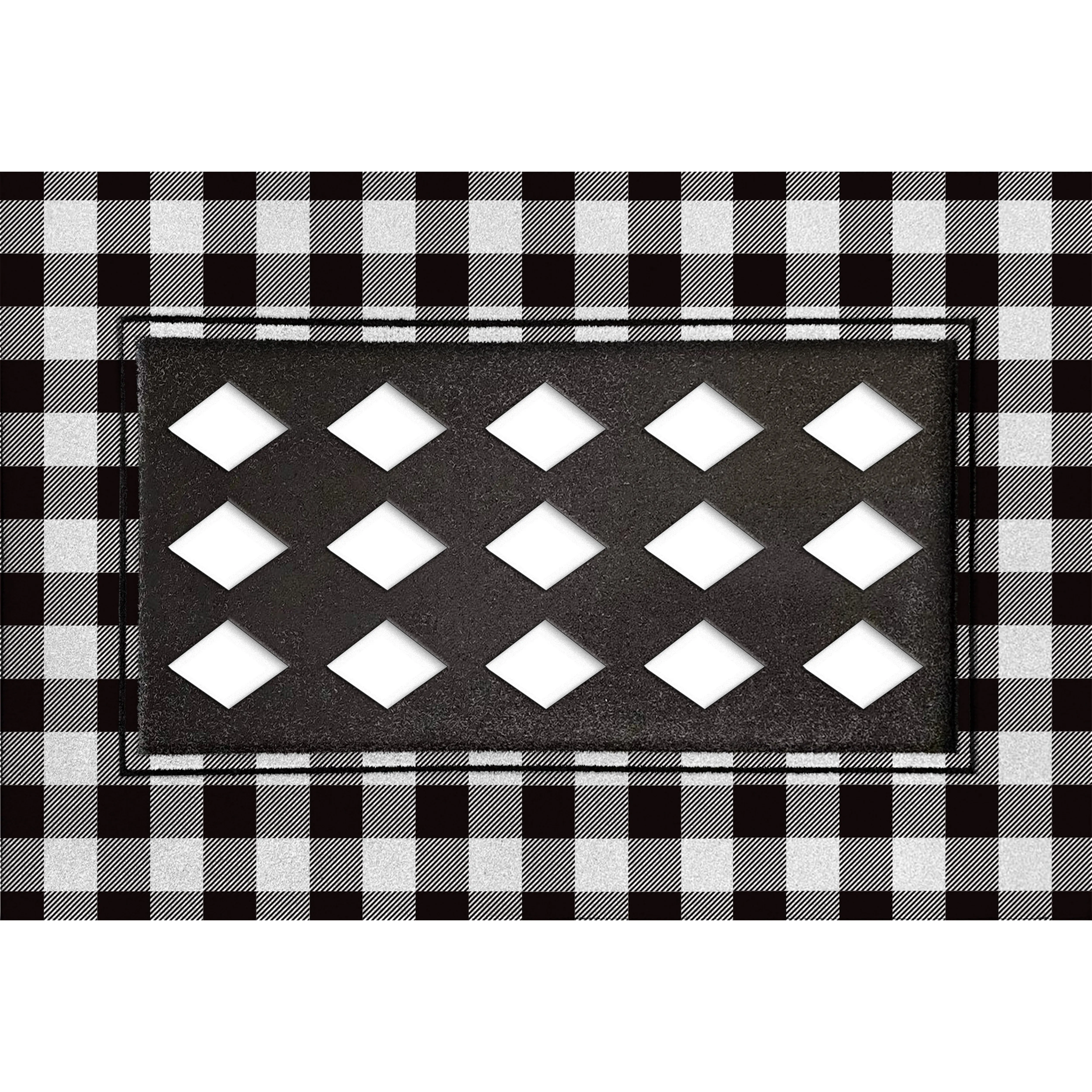 Black and White Buffalo Check Flocked Sassafras Mat Tray