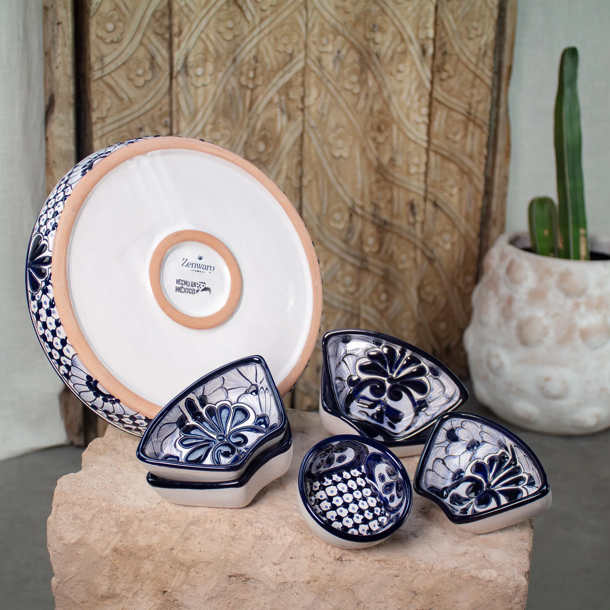 Botanero Azules. Hand-Painted Ceramic Serving Tray