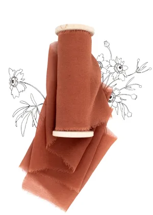 Brandied Apricot Silk Ribbon in Gauze, Naturally Dyed
