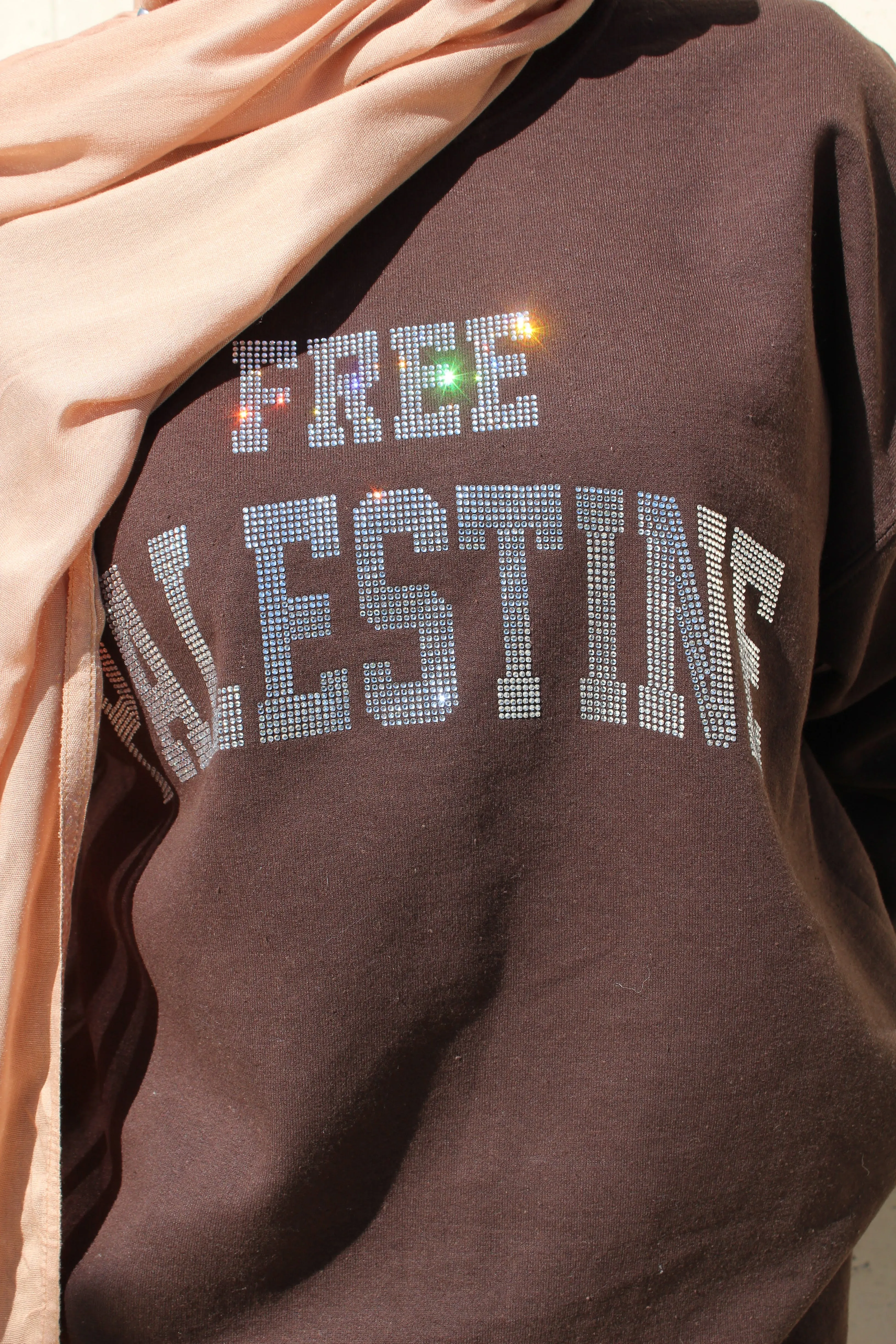 Brown Rhinestone Palestine Sweater