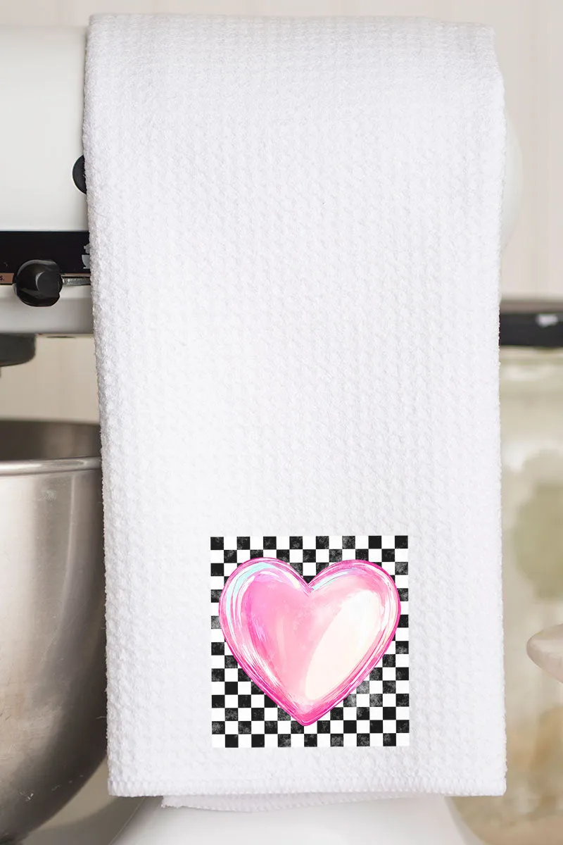 Bubble Heart Retro Waffle Kitchen Towel