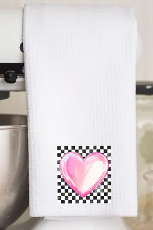 Bubble Heart Retro Waffle Kitchen Towel