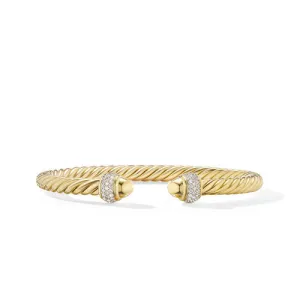 Cable Bracelet in 18K Yellow Gold with Diamonds, Size Large