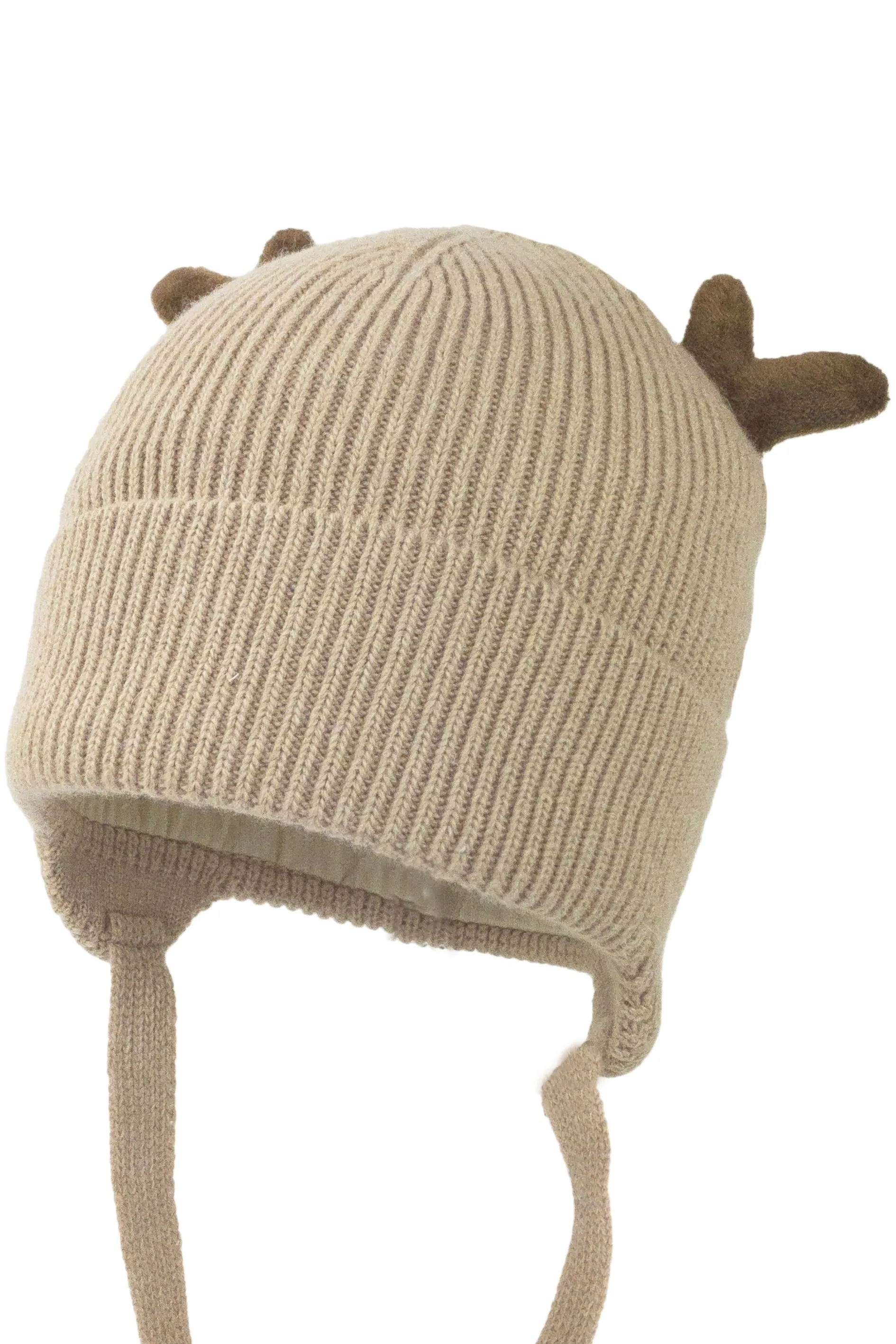 Cashmere Ribbed Reindeer Hat