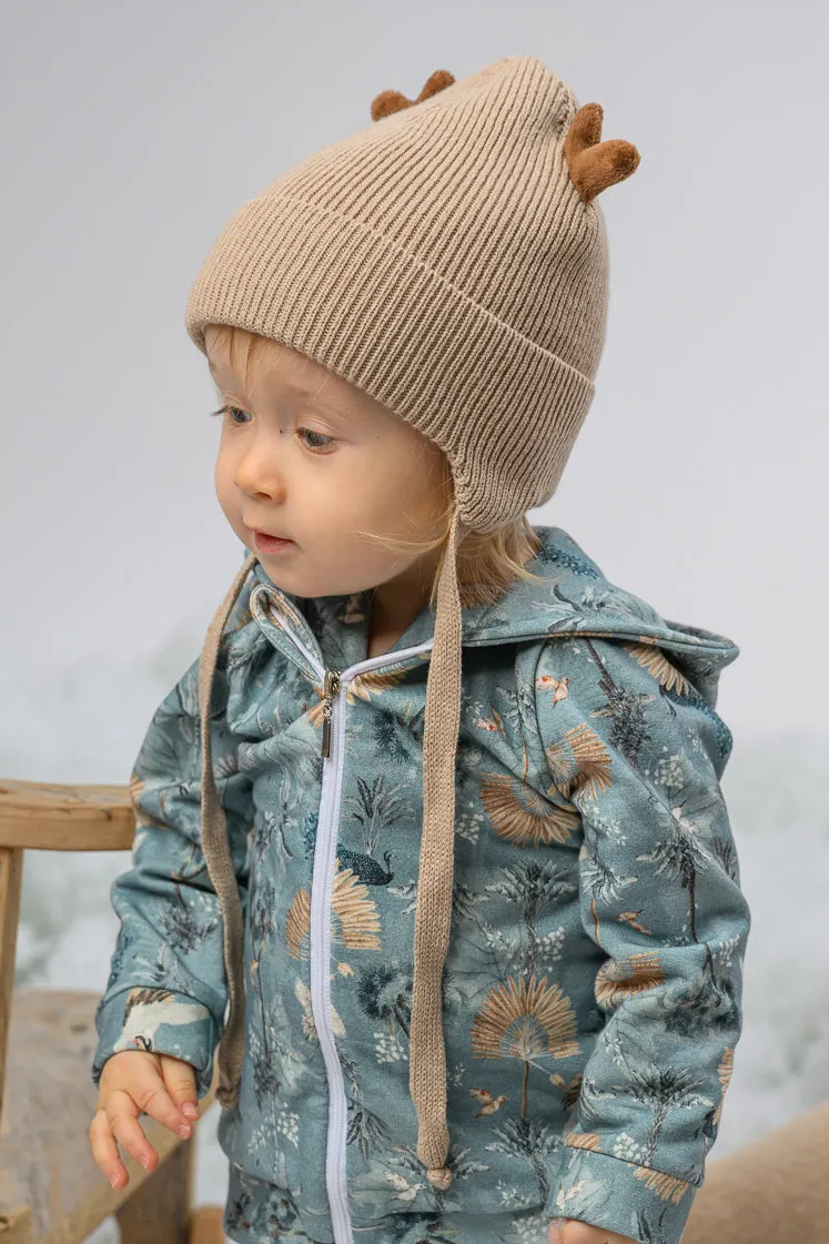 Cashmere Ribbed Reindeer Hat