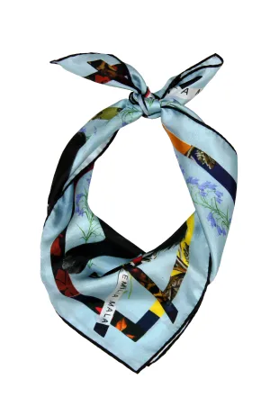 CAT SAUVAGE DAWN Light Blue Print Silk Scarf