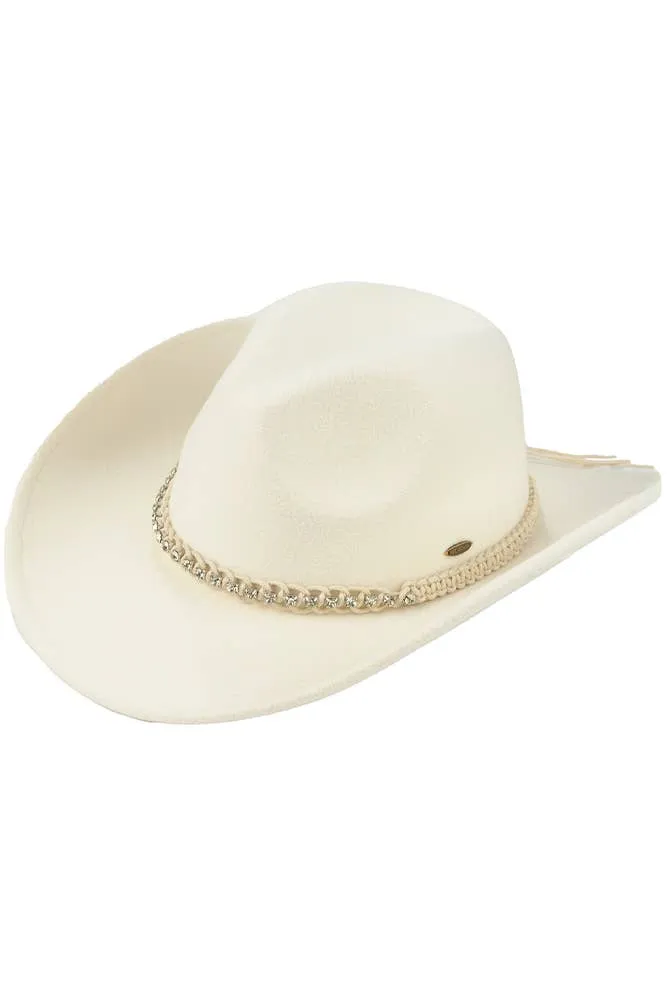 C.C Rhinestone String Band Vegan Cowboy Hat: Hot Pink