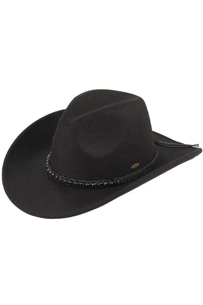 C.C Rhinestone String Band Vegan Cowboy Hat: Hot Pink