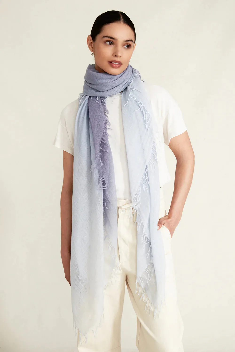 Chan Luu- Dip Dyed- Cashmere & Silk Scarf- Blue Granite