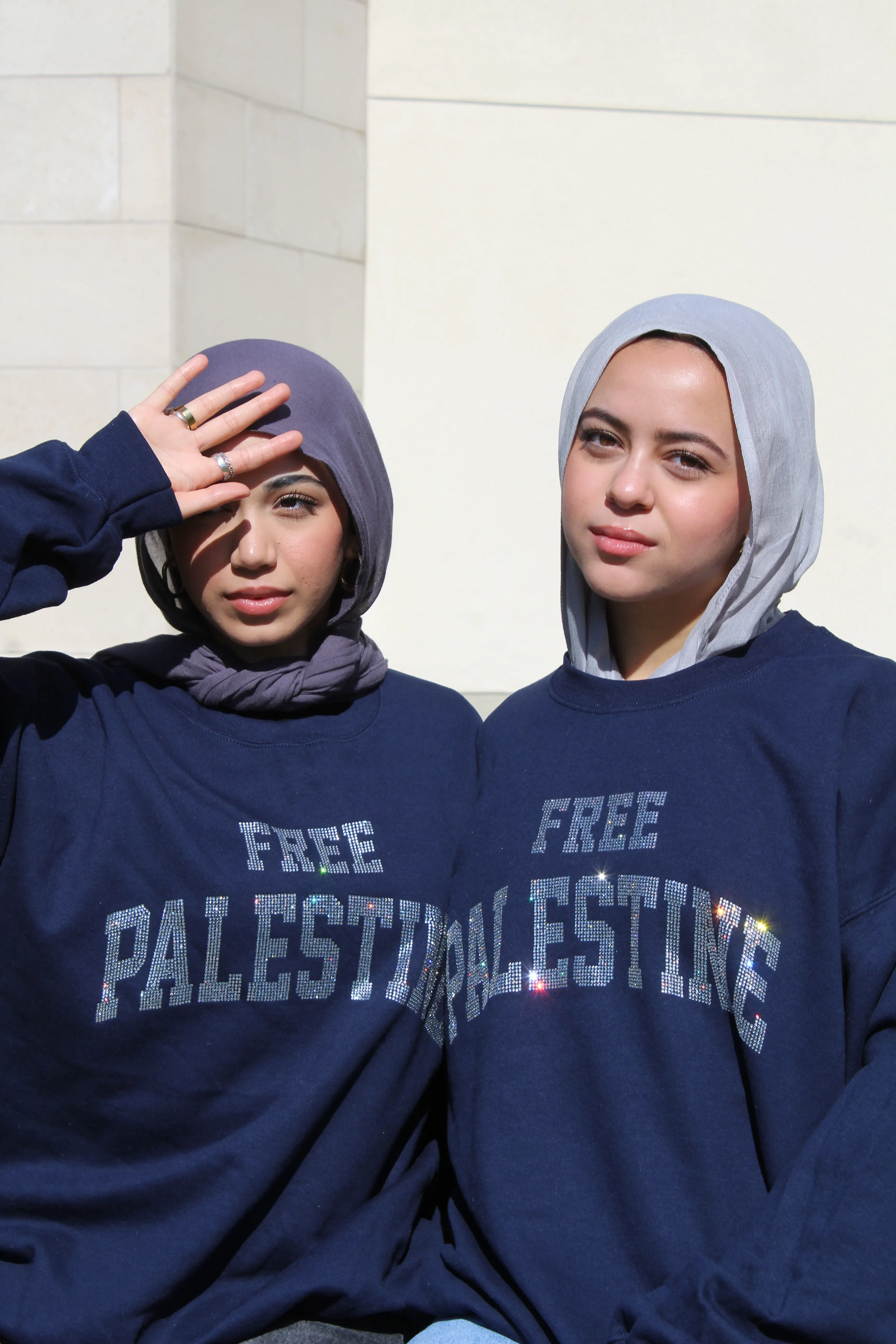 Charcoal Gray Rhinestone Palestine Sweater