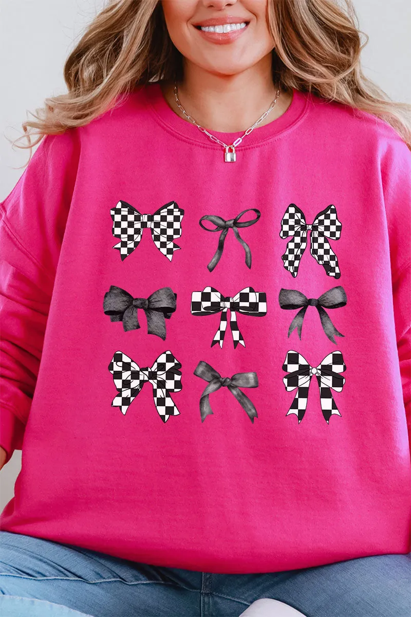 Checkered Retro Coquette Bows Unisex NuBlend Crew Sweatshirt