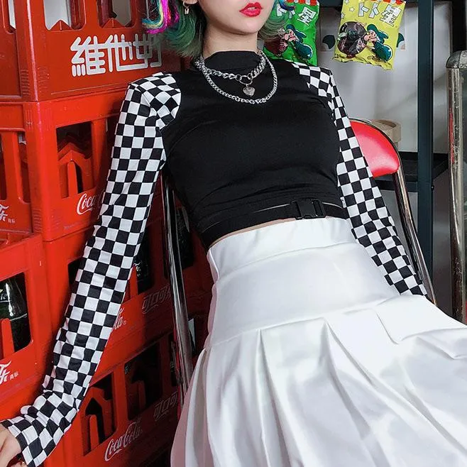 Checkered Sleeve Top SD00112