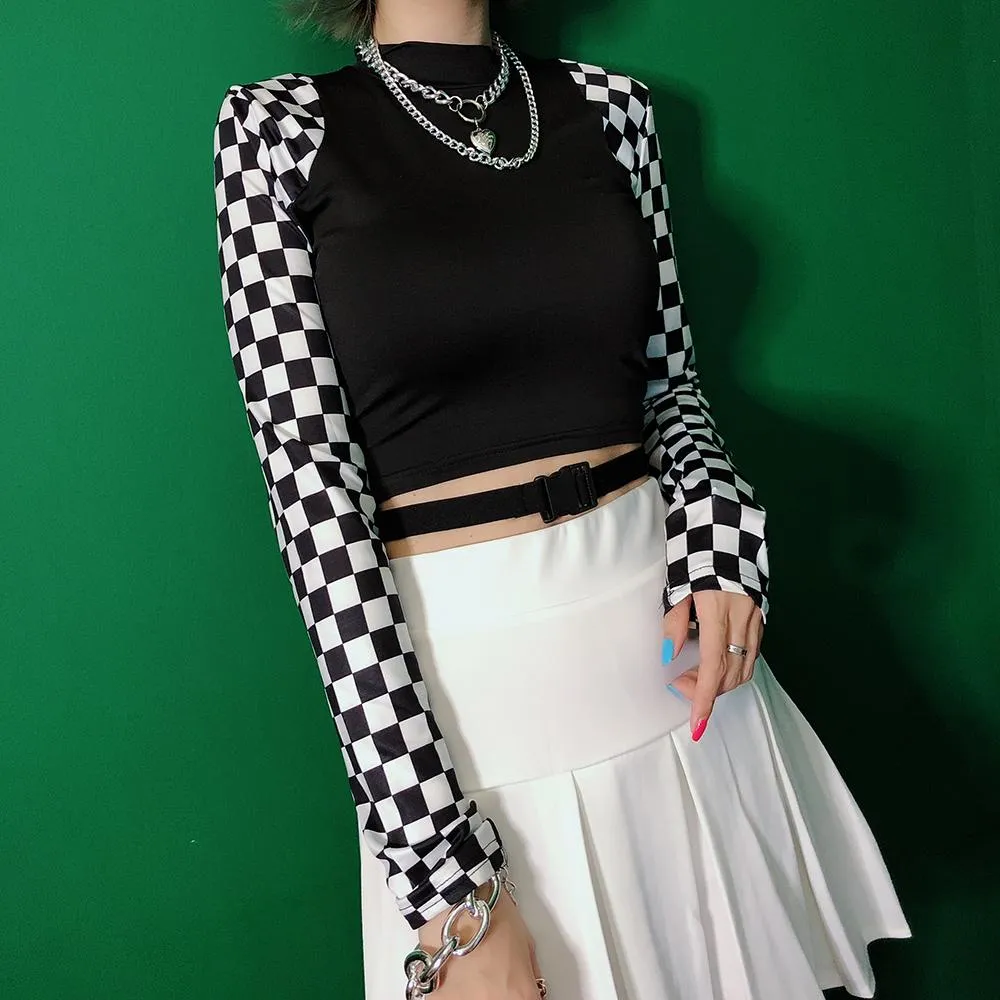 Checkered Sleeve Top SD00112