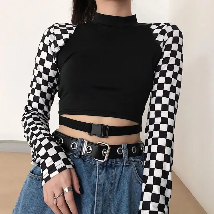 Checkered Sleeve Top SD00112