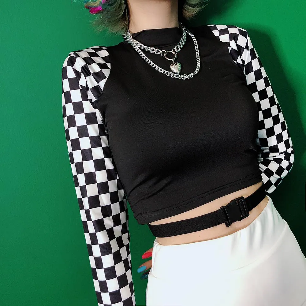 Checkered Sleeve Top SD00112