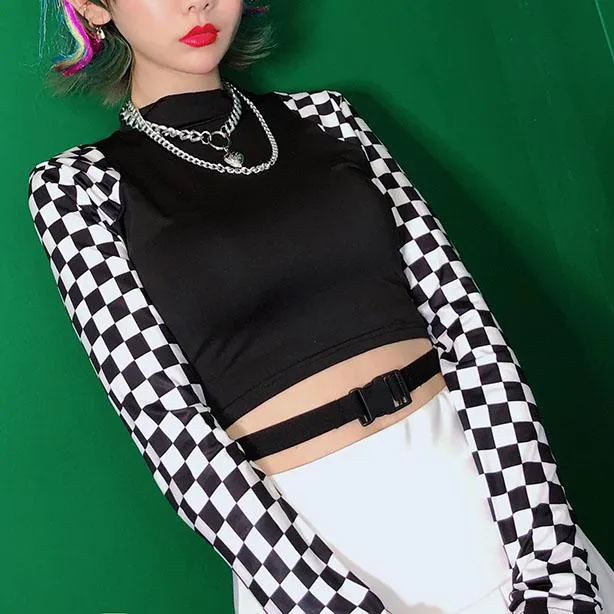 Checkered Sleeve Top SD00112