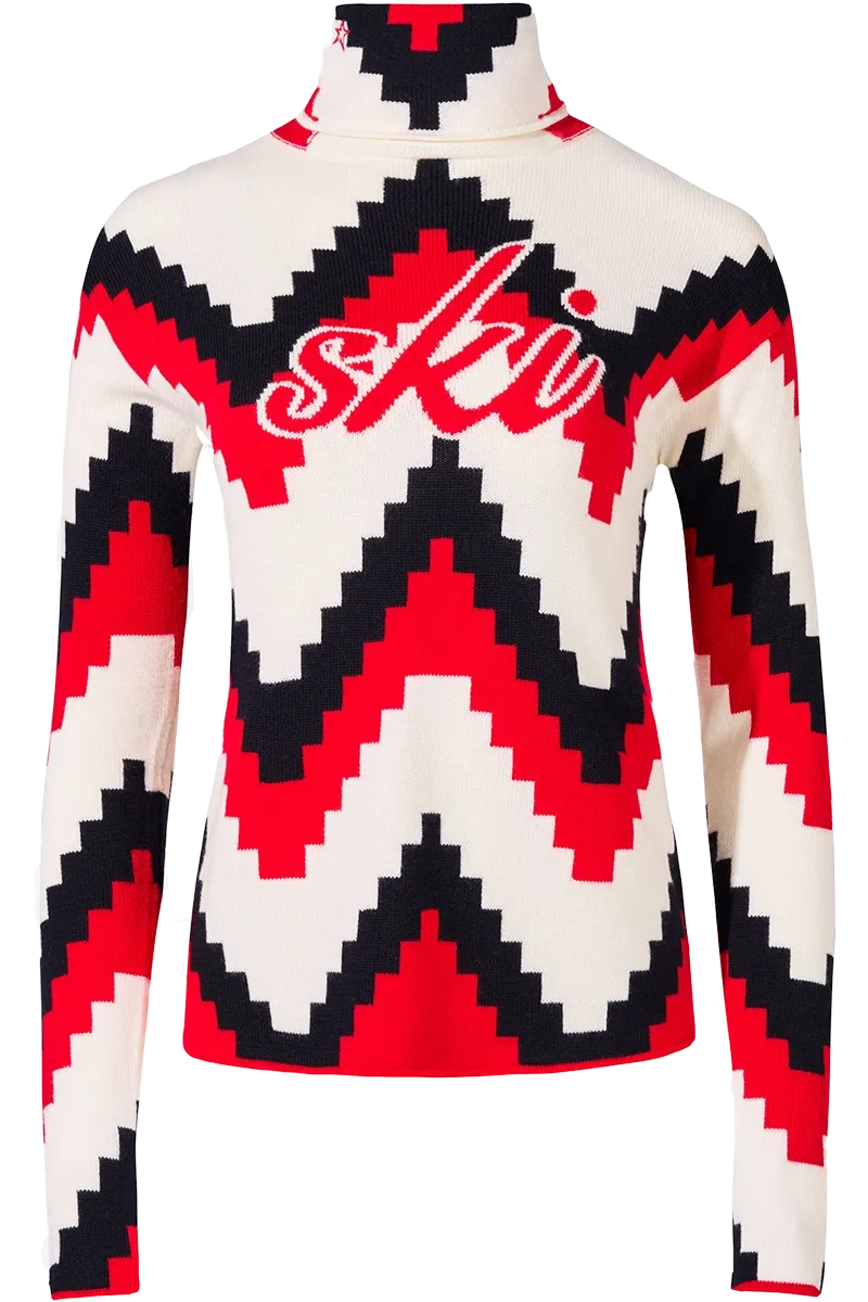 Chevron Merino Wool Turtleneck Sweater