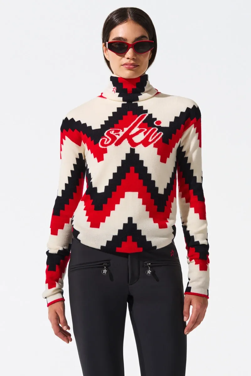 Chevron Merino Wool Turtleneck Sweater