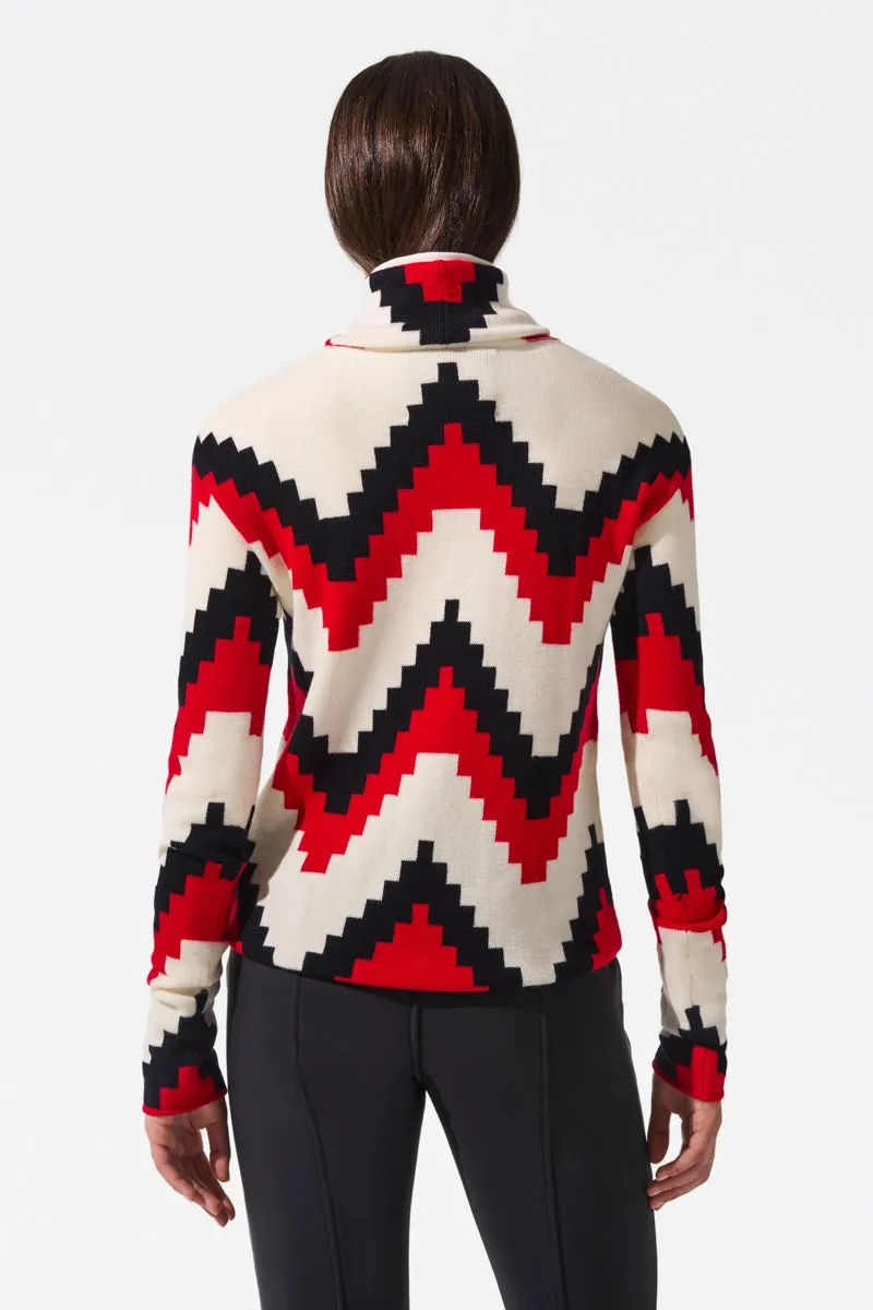 Chevron Merino Wool Turtleneck Sweater