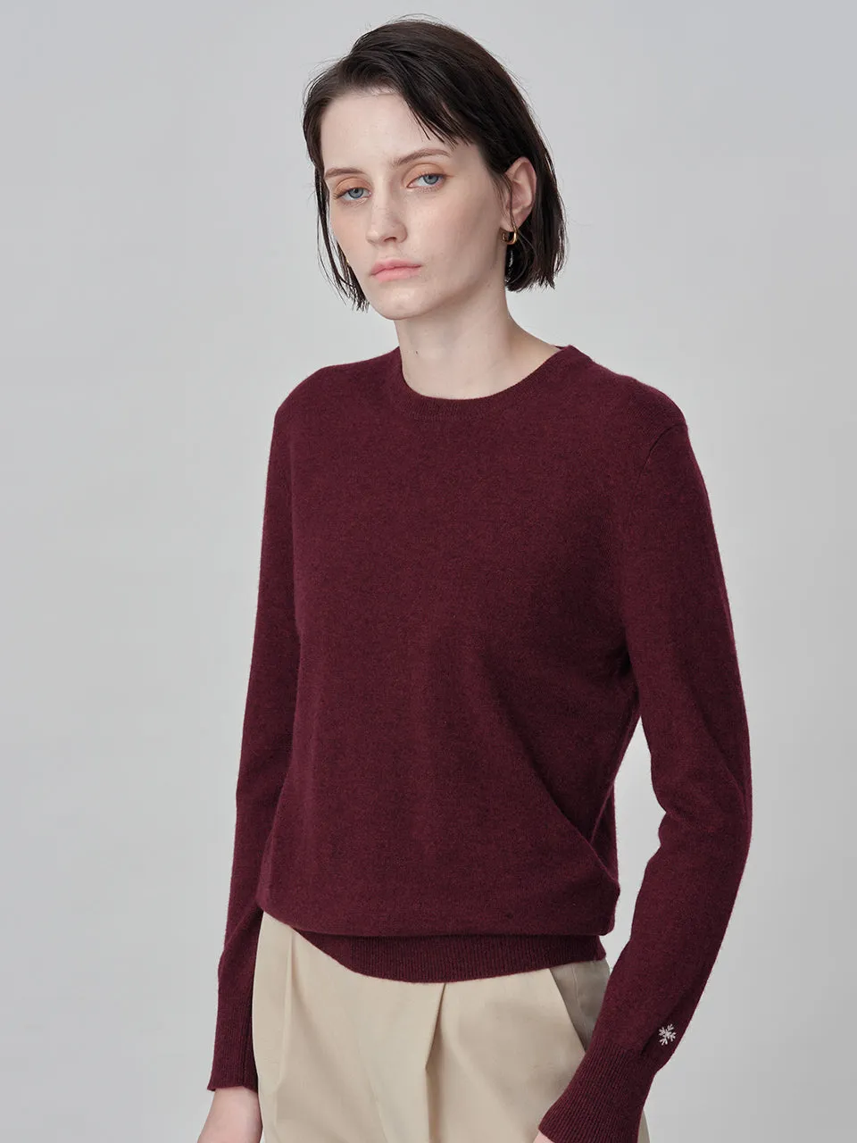 Classic Crew Neck Sweater_Burgundy