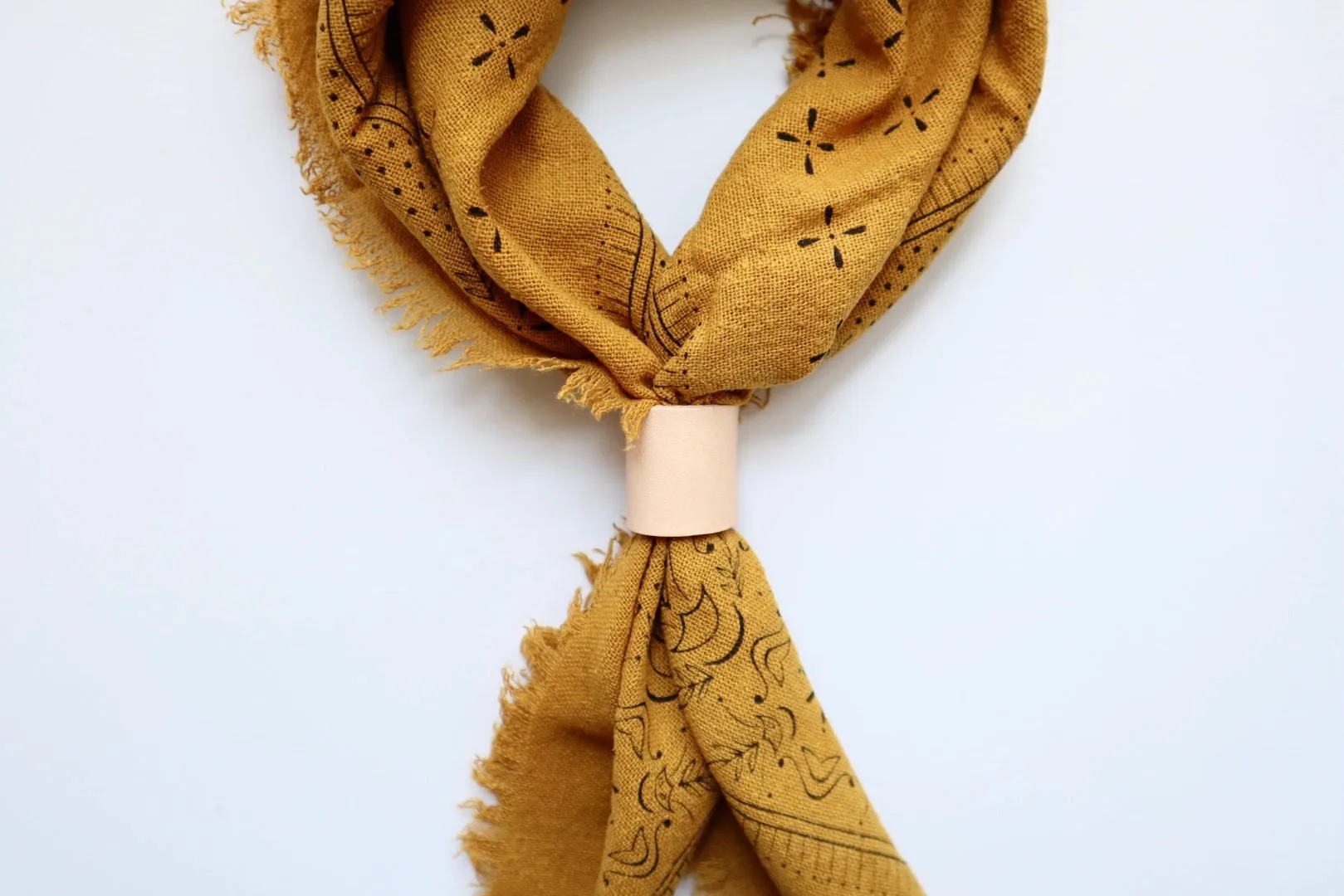 Classic Print Raw Silk Bandana in Gold